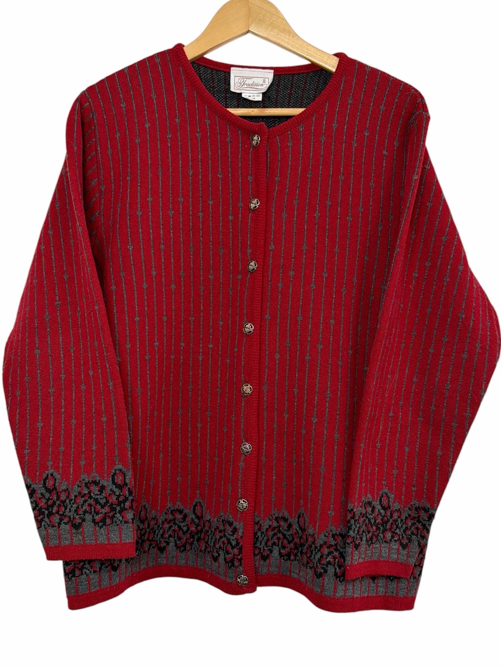 Vintage Tradition Red Knit Cardigan Sweater Canada Women’s L